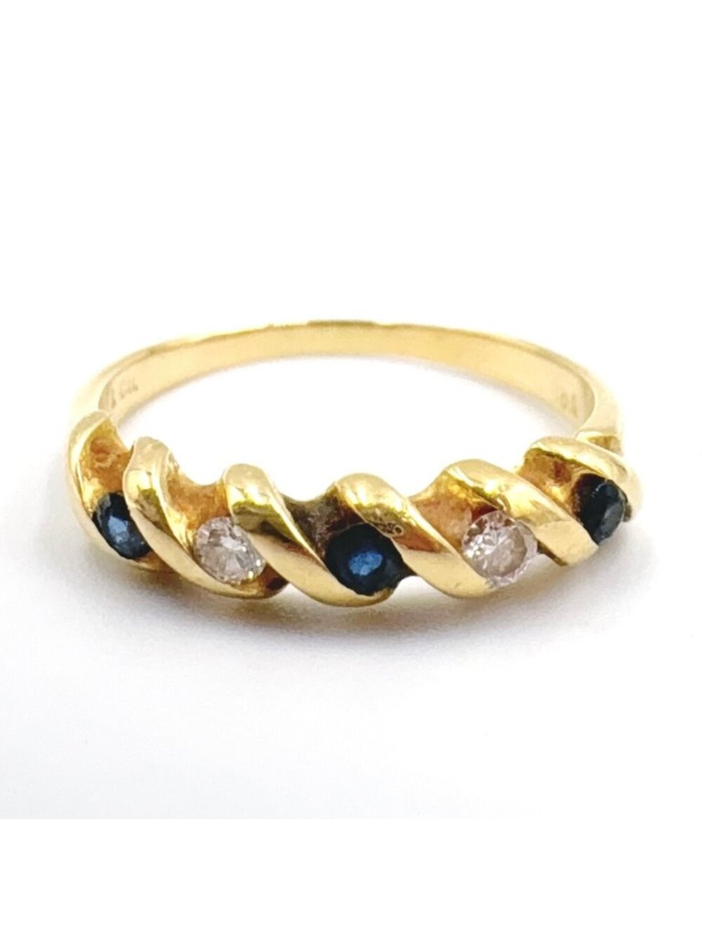 Tiffany & Co Twist Sapphire Diamond 18k Yellow Gold Ring